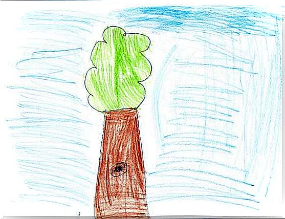 Child's drawing of a tree