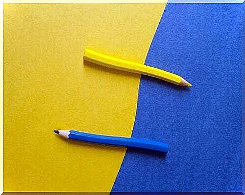 Two colored pencils.