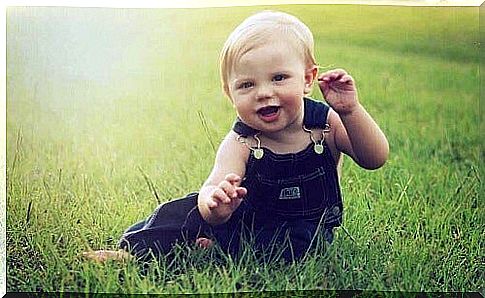 Newborn on the grass.