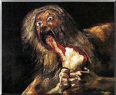 Detail of the painting Saturn devouring his children by Francisco de Goya.