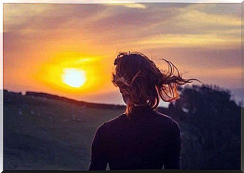 Woman at sunset.